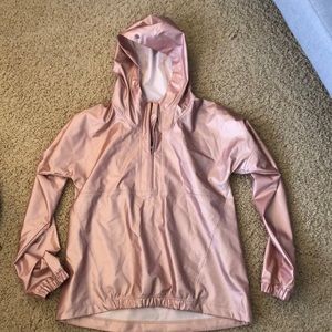 Metallic Foil Perforated Half Zip Jacket